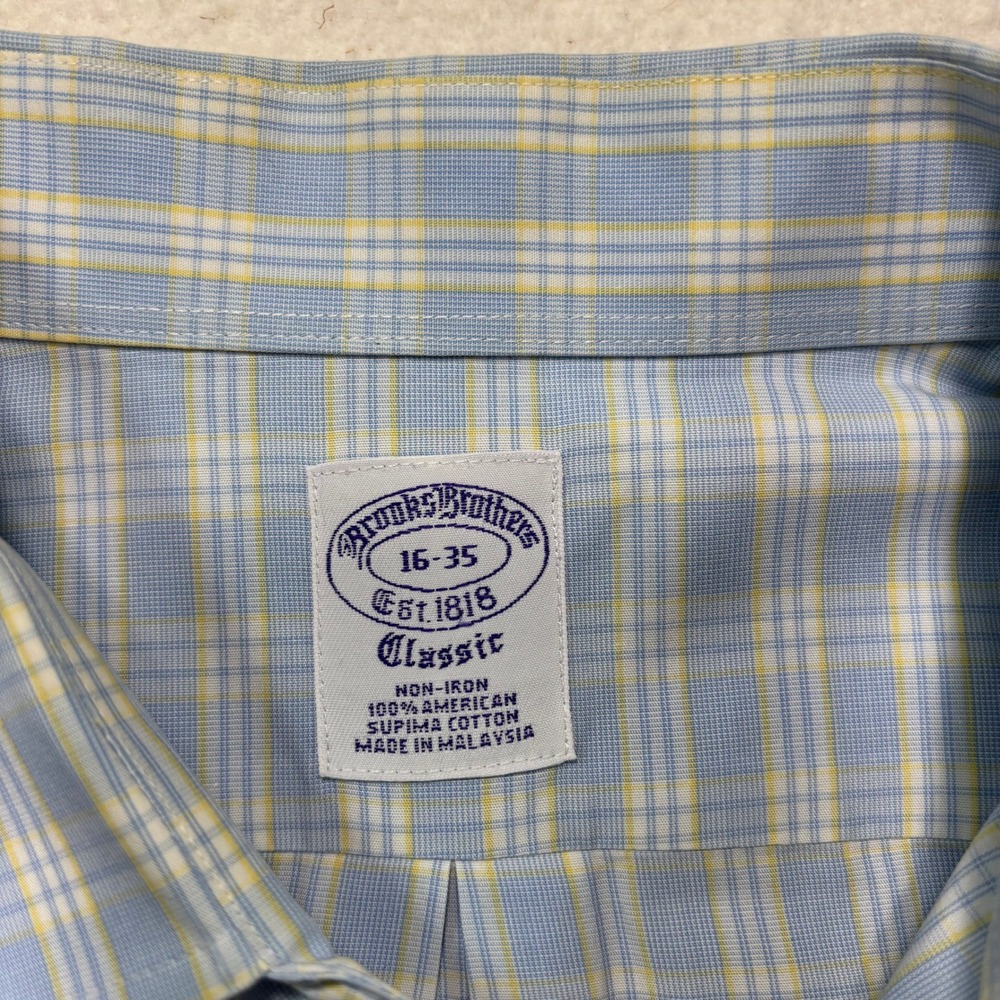 Brooks Brothers Non-Iron Supima Cotton Plaid Dress Shirt 16-35 #1111 - Picture 7 of 9